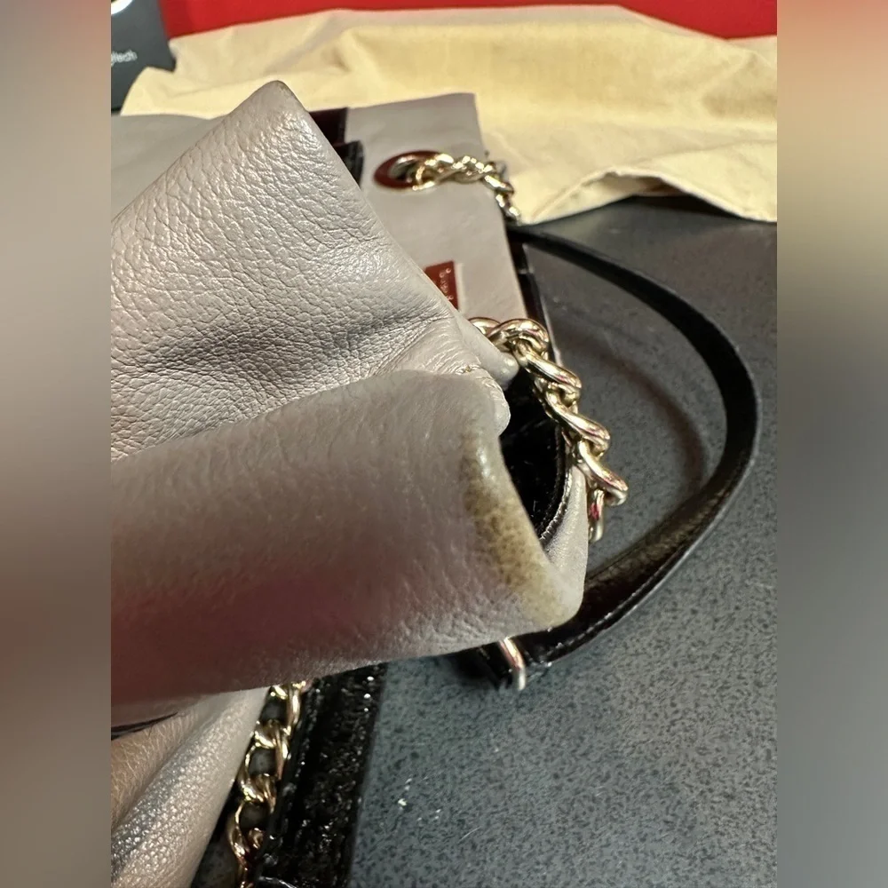 Kate Spade Beaumont Bridge Elena Gray & Black Leather Medium Size Shoulder Bag - Picture 14 of 16